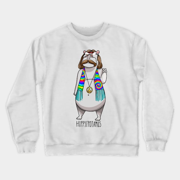 Hippiepotamus (Hippie Hippo) Crewneck Sweatshirt by thecurlyredhead